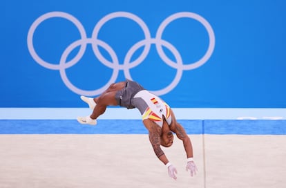 El gimnasta españo, durante la final de suelo de los Juegos Olímpicos de Tokio 2020.