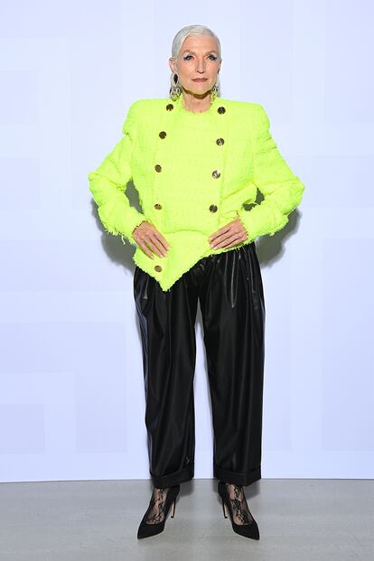 Maye Musk (73 años) en un evento de Balmain.