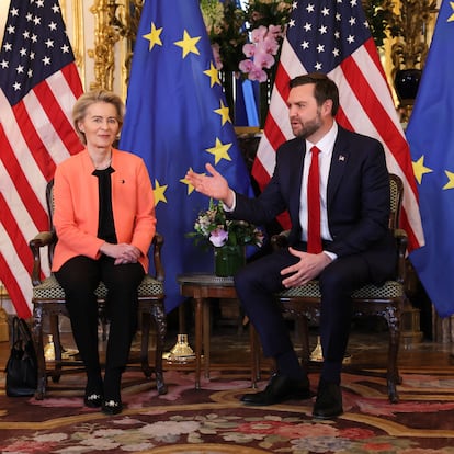 U.S. Vice President JD Vance attends a bilateral meeting with European Commission President Ursula von der Leyen and EU High Representative for Foreign Affairs and Security Policy Kaja Kallas at the residence of the U.S. Ambassador in Paris, France, February 11, 2025. REUTERS/Leah Millis