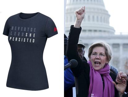 La camiseta de Reebok que rinde homenaje al lema feminista a propósito de senadora Warren.
