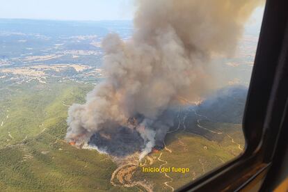 Imagen aérea del punto de ignición estimado del incendio.