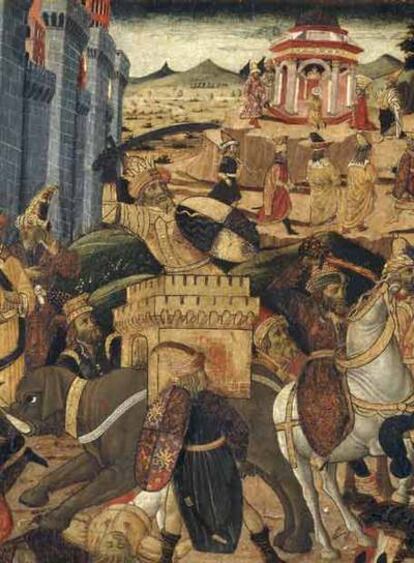 Óleo de la victoria de Alejandro Magno sobre Alejandría pintado por el maestro de San Miniato en la segunda mitad del siglo XV.