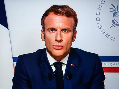 El presidente francés, Emmanuel Macron, durante su discurso sobre Afganistán