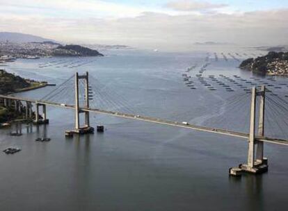 Vista del puente de Rande sobre la ría de Vigo.