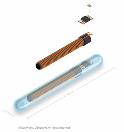 Esquema de la composición de un implante de la empresa Dsruptive.