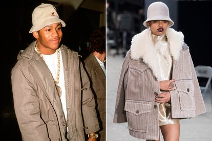 A la izquierda, el cantante de rap LL Cool J. A la derecha, diseño de Marc Jacobs.