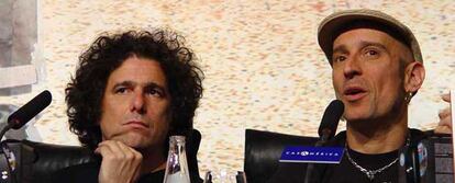 Ándrés Calamaro y Fito Cabrales, durante la rueda de presentación de la gira.