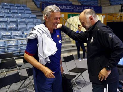 Pesic y Laso se saludan en la pasada Supercopa