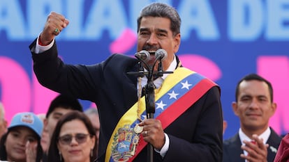 Nicolás Maduro durante su toma de protesta el 10 de enero de 2025, en Miraflores (Venezuela).