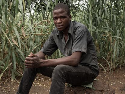 Un joven agricultor se toma un descanso de sus tareas en el pueblo agrícola de Txepa, en el que la mayoría de los campesinos viven de cultivar la tierra a la manera tradicional.