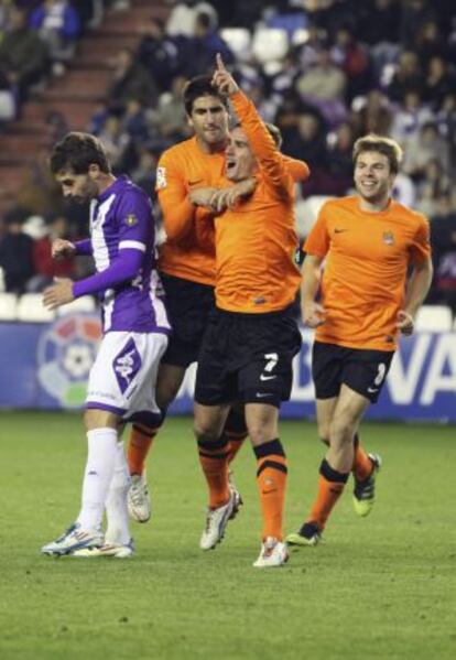 Griezmann celebra uno de los goles al Valladolid.