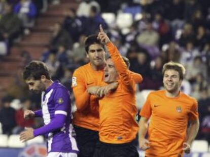 Griezmann celebra uno de los goles al Valladolid.
