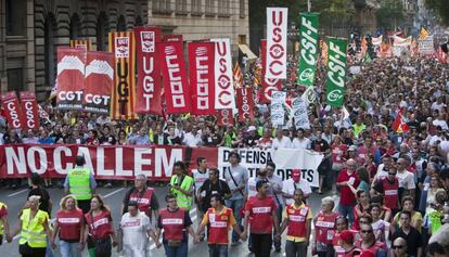 Militants de la USOC en una manifestació.