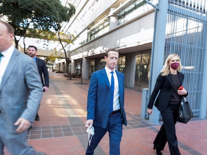 El fundador y jefe de Meta Platforms, Mark Zuckerberg, tras declarar en un juzgado de San José (California), en el caso sobre la empresa de realidad virtual Within.