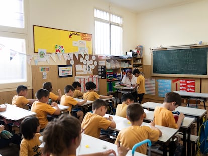 Alumnos de primaria en una escuela concertada, en Barcelona.