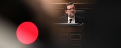 El presidente del Gobierno, Mariano Rajoy, en el Congreso. 