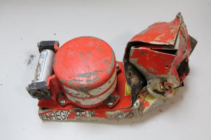 The plane’s black box flight recorder, in a photo supplied by the French authorities.