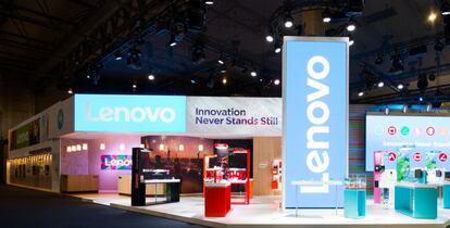 Stand de Lenovo en el Mobile World Congress de Barcelona. 