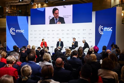 El secretario general de la OTAN, Mark Rutte, intervenía ayer en un panel con senadores estadounidenses en Múnich.