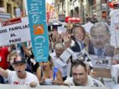 Trabajadores de las agencias de viaje del Grupo Marsans se han manifestado hoy por el centro de Barcelona