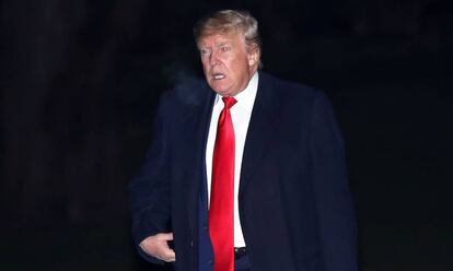 Trump, el jueves por por la noche, llegando a la Casa Blanca.