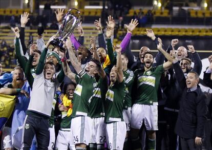 Los Portland Timbers celebran el t&iacute;tulo de liga el pasado diciembre.