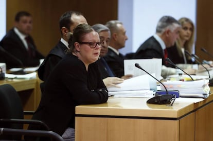 Beatriz L.D., en el primer día del juicio en la Audiencia Provincial de Madrid.