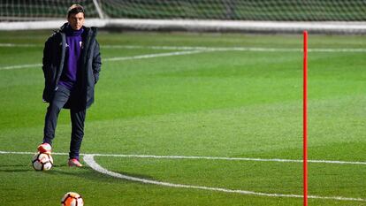 Gallardo, durante un entrenamiento del River en Madrid.