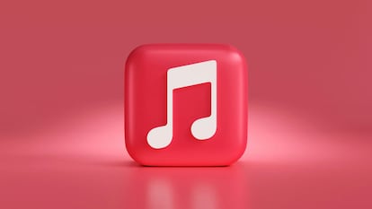 Logotipo de Apple Music cuadrado y con fondo rojo