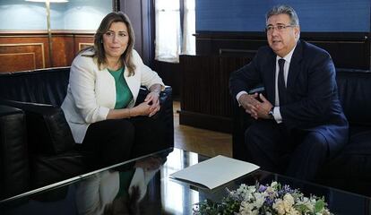 Susana D&iacute;az y Juan Ignacio Zoido este jueves en San Telmo.