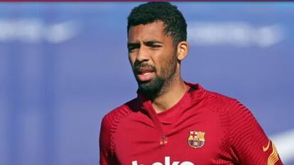Matheus Fernandes, durante un entrenamiento del Barcelona.