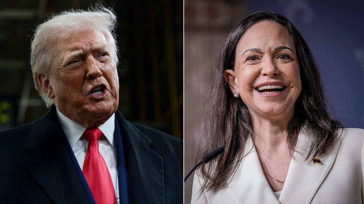 The meeting between the US president and the Venezuelan opposition leader comes amid uncertainty over whether she will share her Nobel Peace Prize with the Republican