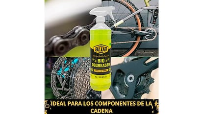 Desengrasante cadena bici sobre fondo blanco.