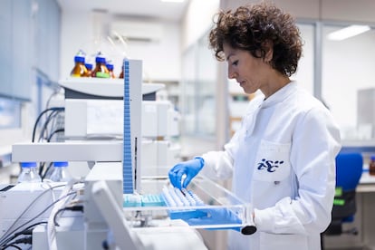 Marta Esteban, coordinadora técnica del proyecto estatal de biomonitorización humana, analiza muestras este miércoles en un laboratorio del Centro Nacional de Sanidad Ambiental (ISCIII).