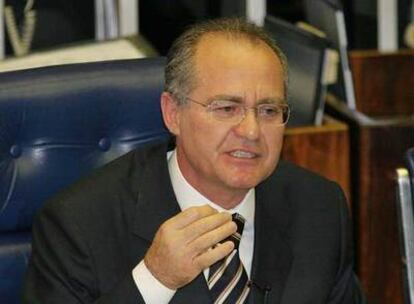 Renan Calheiros, el lunes, durante su comparecencia en el Senado.