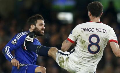 Thiago Motta se marcó un De Jong con Cesc el miércoles en Stamford Bridge. 