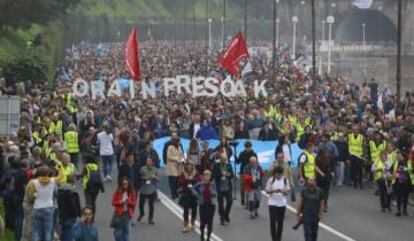 Vista de l manifestación a favor de los presos de ETA.