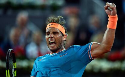 Nadal celebra un punto durante el partido contra Tiafoe.