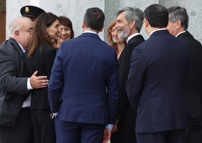 El presidente del CGPJ, Carlos Lesmes, recibe a la ministra de Justicia, Pilar Llop, en el Tribunal Supremo para la apertura del año judicial, el pasado 8 de septiembre.