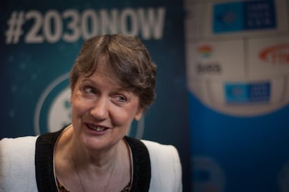 Helen Clark, en el receso del Social Good Summit. 