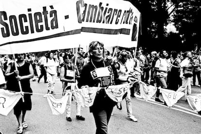 Manifestación en Génova del movimiento antiglobalización el 20 de julio de 2001 con motivo de la cumbre del G8.