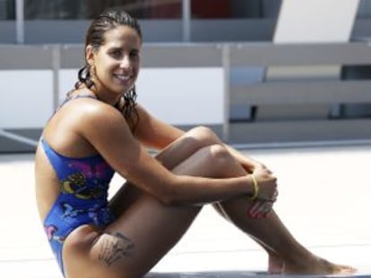 Erika Villécija en las piscinas de Montjuïc
