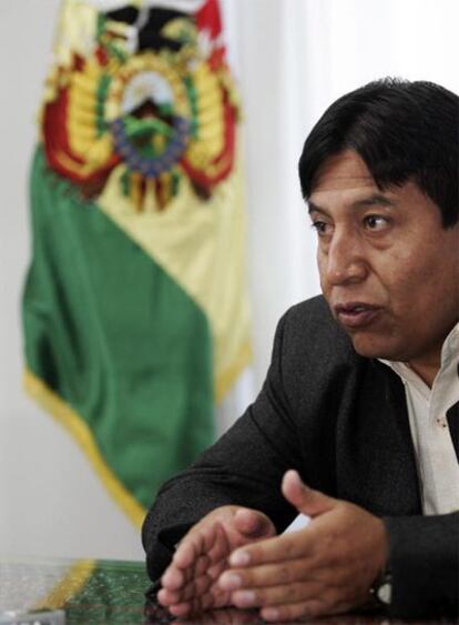 El ministro de Exteriores boliviano, David Choquehuanca, antes de la entrevista