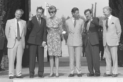 Prince Charles and Princess Diana of Wales in Seville on May 21, 1992.