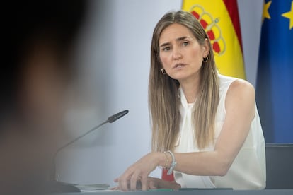 La vicepresidenta tercera y ministra para la Transición Ecológica y el Reto Demográfico, Sara Aagesen, durante una rueda de prensa posterior a la reunión del Consejo de Ministros.