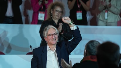 El recién elegido secretario general de UGT-PV, Tino Calero, durante la clausura este viernes del X Congreso Nacional de UGT-PV celebrado en su sede de València.