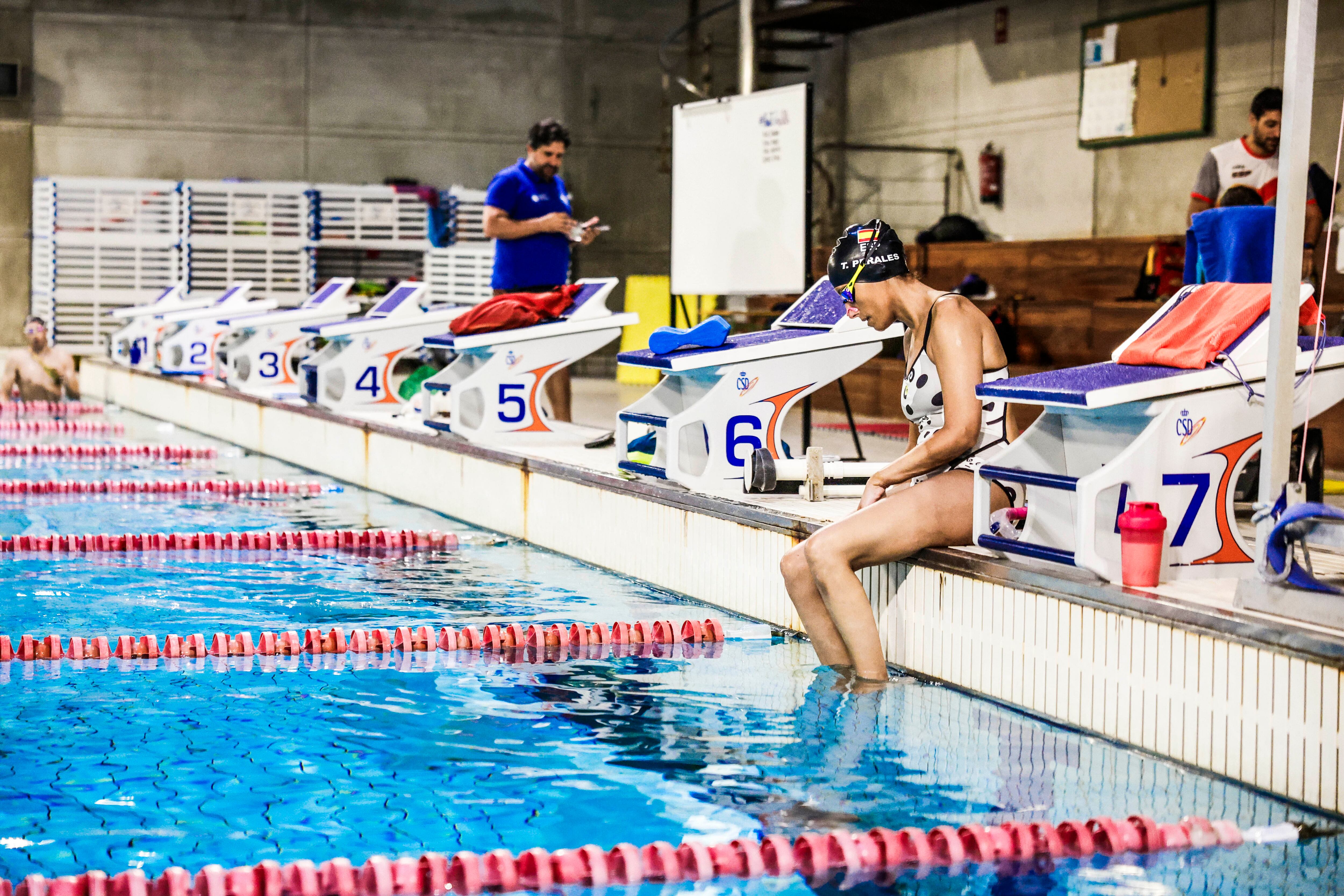 Teresa Perales, en un momento del entrenamiento en la piscina del Centro de Alto Rendimiento de Madrid el pasado 22 de agosto.
