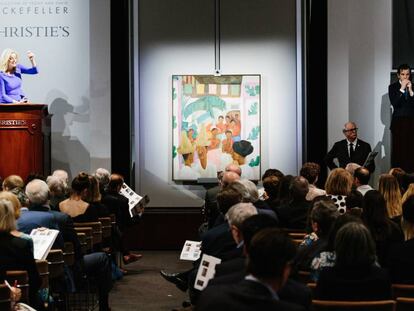 The Rivals' del artista Diego Rivera durante la subasta de Christie's