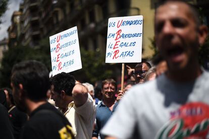 Jornada de protesta de los taxistas de Barcelona, en julio de 2014