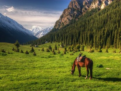 Valle monta&ntilde;oso cerca de Karakol, en Kirguist&aacute;n.